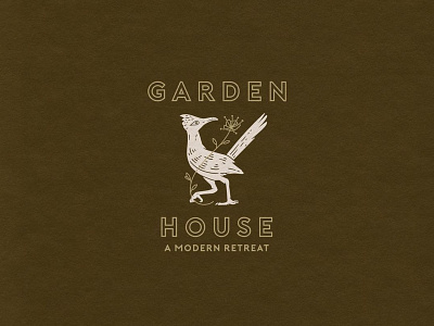 Garden House brand branding custom desert desert animal design flower flowers garden hand drawn handmade illustration logo minimal modern retreat roadrunner showroom t shirt typography