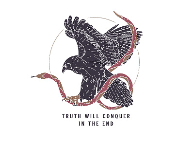 Truth Will Conquer animal design hand drawn handmade hawk illustration quote snake t shirt truth typography