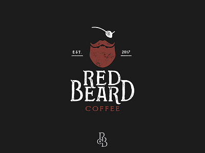 Red Beard Coffee beard branding coffee design logo monogram red roaster typography