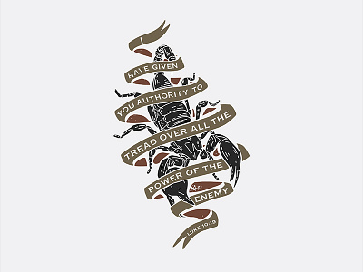 Authority banner bible custom design illustration ribbon scorpion typography verse