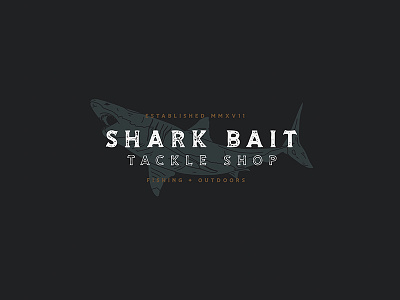 Shark Bait branding custom design fishing hunting logo outdoor shark shop store tackle