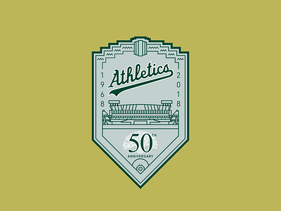 Athletics 50th Anniversary baseball gold green patch