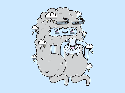 Cloud Baby and Mama baby cloud horns illustration illustrator monster