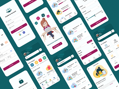 Online Course App app appdesign design figma photoshop ui uidesign uiux ux webdesign