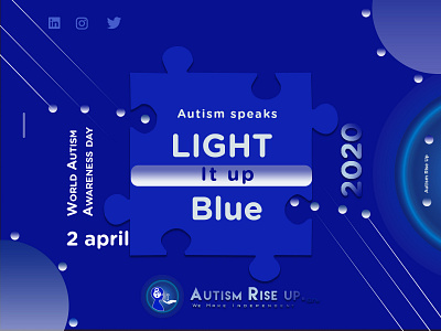 2 April World Autism Awareness Day 2020 autism blue branding clean corporate creative elegant post social media ui