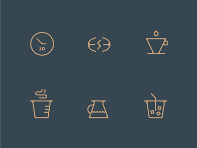 Coffee Icons aged bleed brew coffee cold hot icons illustration ink trap mono vector
