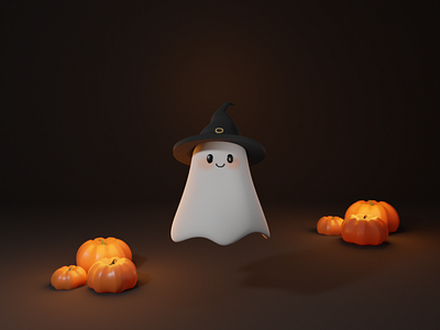 cute Halloween ghost 3d animation design illustration motion graphics