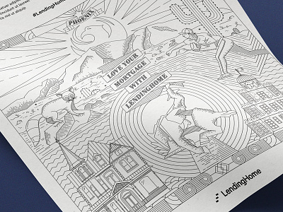 Coloring Sheet for LendingHome coloring house illustration linear phoenix sheet