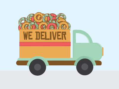 We Deliver car delivery donuts graphic illustrator truck typography vector vehicle wheels