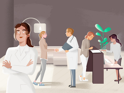 Medical waiting room illustration ambiance illustration medicine people