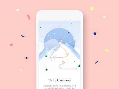 Unlock success screen congratulation illustration mountain step success