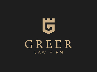 Greer Law Firm Logo Design attorney castle chess criminal defense firm fortress g law lawyer logo rook