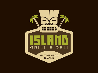 Hilton Head Island Grill & Deli Logo Design alcohol badge bar bistro deli design diner grill hawaii icon illustration island logo logomark pub restaurant sandwich tiki tropical typography