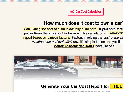 Car Cost Calculator Home analytics calculator graph report