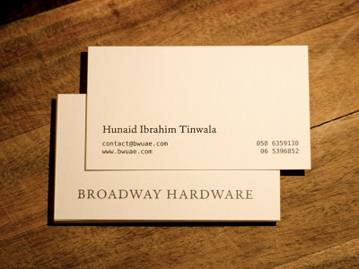 Broadway Hardware Business Cards