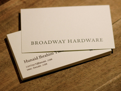 Broadway Hardware business cards front side