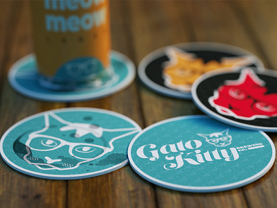 Gato Kitty Coaster beer design brewing logo design cinema4d craft beer denver design identity system illustrator lc design logo octane packaging design