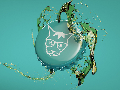 Gato Kitty Bottle Cap beer design brewing logo cinema4d craft beer denver design identity system illustrator lc design logo octane packaging design