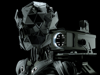 Shoulder Cannon 3d android cinema4d cinematic concept art design helmet octane render robot sci fi skull title sequence