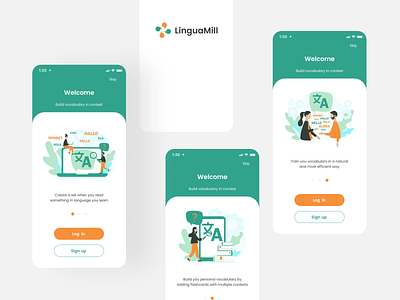 Language learning mobile app LinguaMill account app branding design figma interface ios minimalistic mobile ui ux