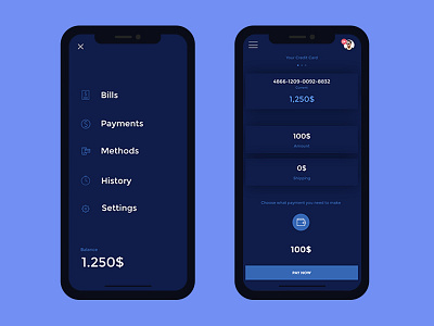 Financial management app bank business cards interface payments psd ui ux