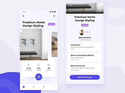 Course Detail App adobe xd adobe xd photoshop ui ux app design illustration interface ios minimalistic mobile ui ux