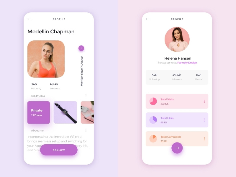 Profiles App contacts adobe xd design minimalistic adobe xd photoshop ui ux ios ux interface mobile ui app