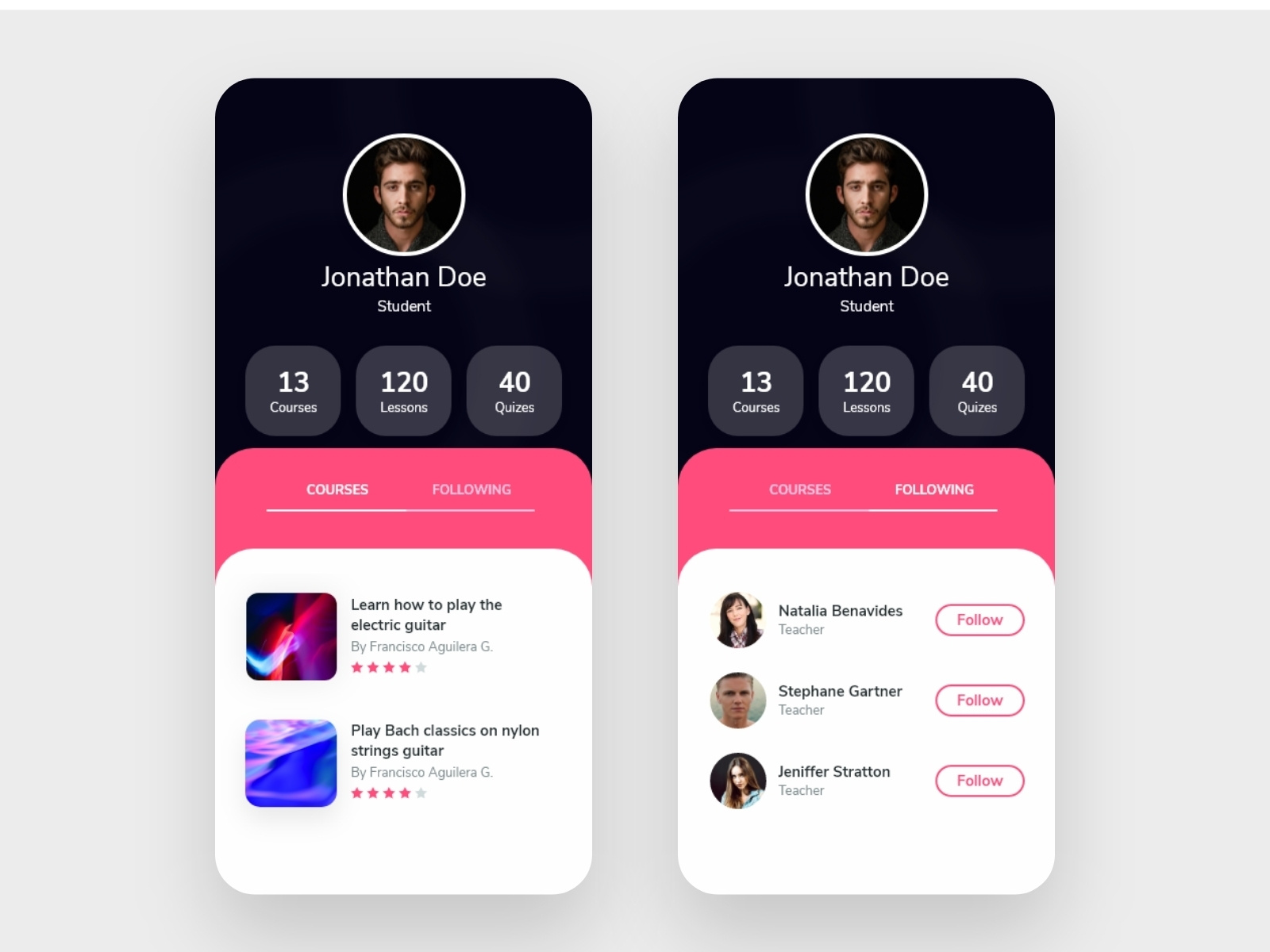 User Profile - Courses Application by Tasha on Dribbble