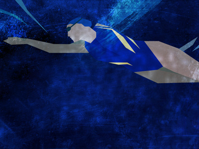 Swimming blue dark doodle girl illustration schwimmen swim texture water