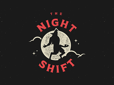 The Night Shift art branding design distressed grit illustration logo logodesign moon stars texture vector werewolf wolf