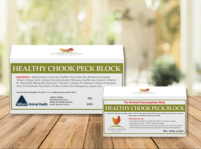 Aussie Chook Supplies Healthy Chook Peck Block Packaging Design 3d animation branding design graphic design illustration logo motion graphics packaging ui