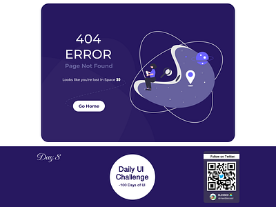 Day 8 Task: Design a 404 page. #DailyUI 404 404 error design figma inspiration ui