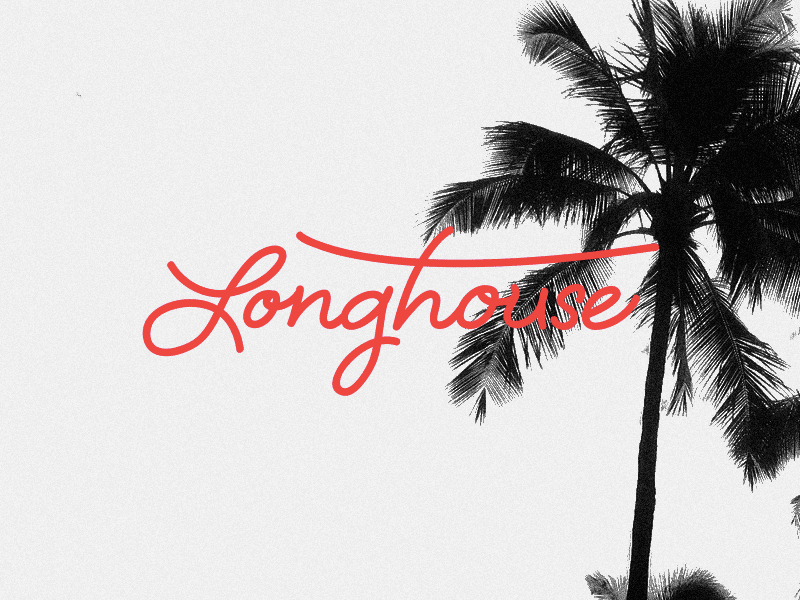 [ gif ] · Logo Longhouse beach brand branding green identity logo logotype longboard palm palms red surf