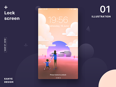 lockscreen illustration landmarks，kanye hiwow lockscreen zhengzhou，ui，ux