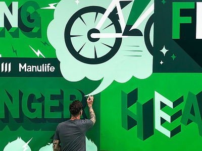 Manulife Mural Process graffiti grafitti lettering mural painting spray paint typography