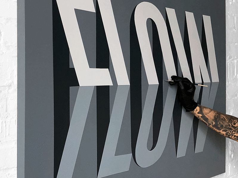 Flow - Canvas Process acrylic flow graffiti illusion lettering mural optical painting sparypaint typography