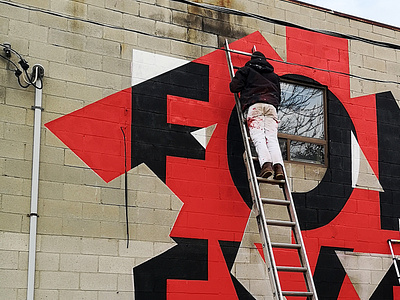 Always Forever - Process canvas graffiti grafitti lettering monogram mural murals painting silkscreen typography