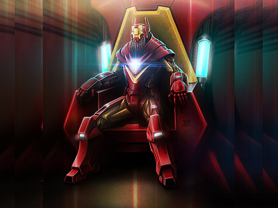 Iron Throne comic art illustration iron man iron throne marvel