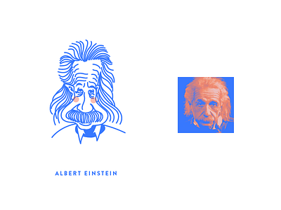 Albert Einstein 2d illustration line art monoline vector