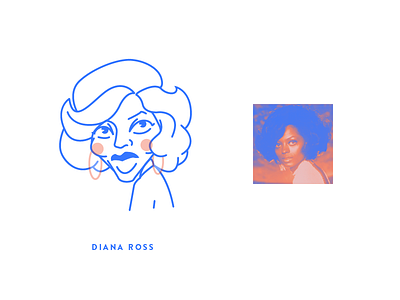 Diana Ross 2d illustration line art monoline vector