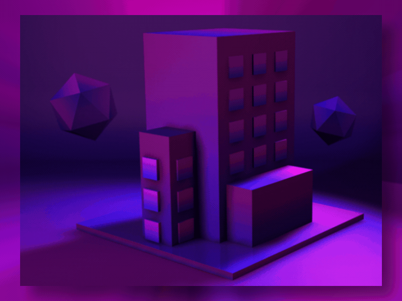 Isometric building 3d animation build building color house icon illustration isometric purple ui urban