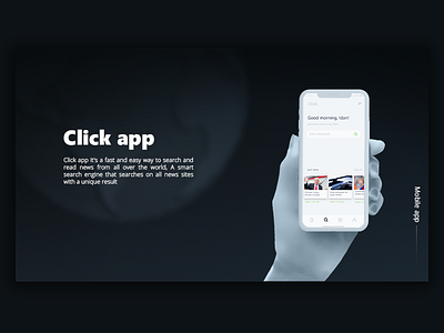 Click - breaking news app, landing page branding design icon interface iphonex landing page typography ui ux web