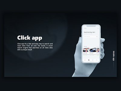 Click - breaking news app, landing page