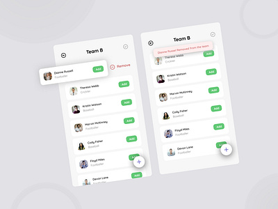 Yo Yo App ( Add/Remove Team Players)