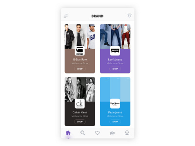 Clothing App Page app brand design fashion flat gallery grid view ios online shopping sketch tabbar vibrant