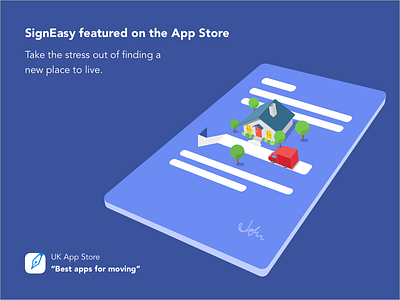 UK App Store Feature "Best apps for moving" app store apple digital signature documents esign feature illustration isometric illustration paperwork signeasy