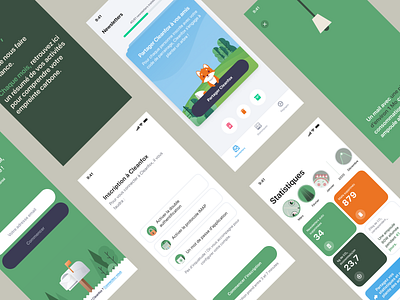 Cleanfox – App app button design green illustration ios mobile statistics steps stories ui