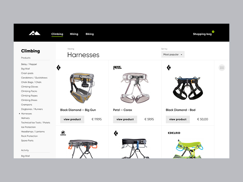 Outdoor Sportsgear UI by Lucas Glaap on Dribbble