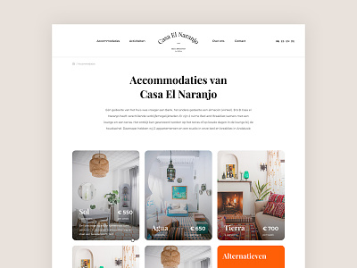 Accommodations - Casa El Naranjo accommodations bed breakfast cards ui ux webdesign