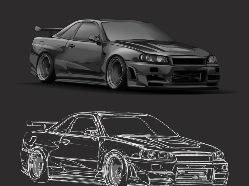 NISSAN GT-R R34 Illustration #3 by Rivaldo Bryant on Dribbble